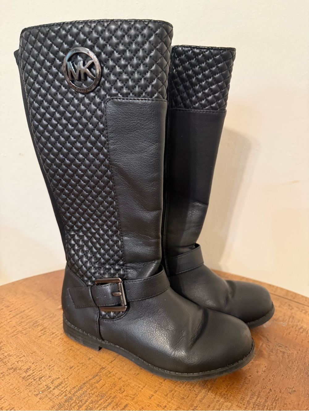 Michael Kors Black Quilted Over-the-Knee Riding Boots
